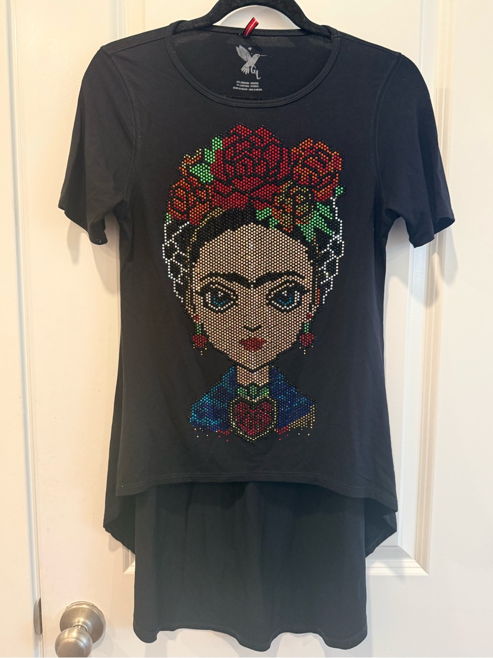 ¡Ay Güey! Frida Kahlo Rhinestone Graphic T-Shirt S-M
